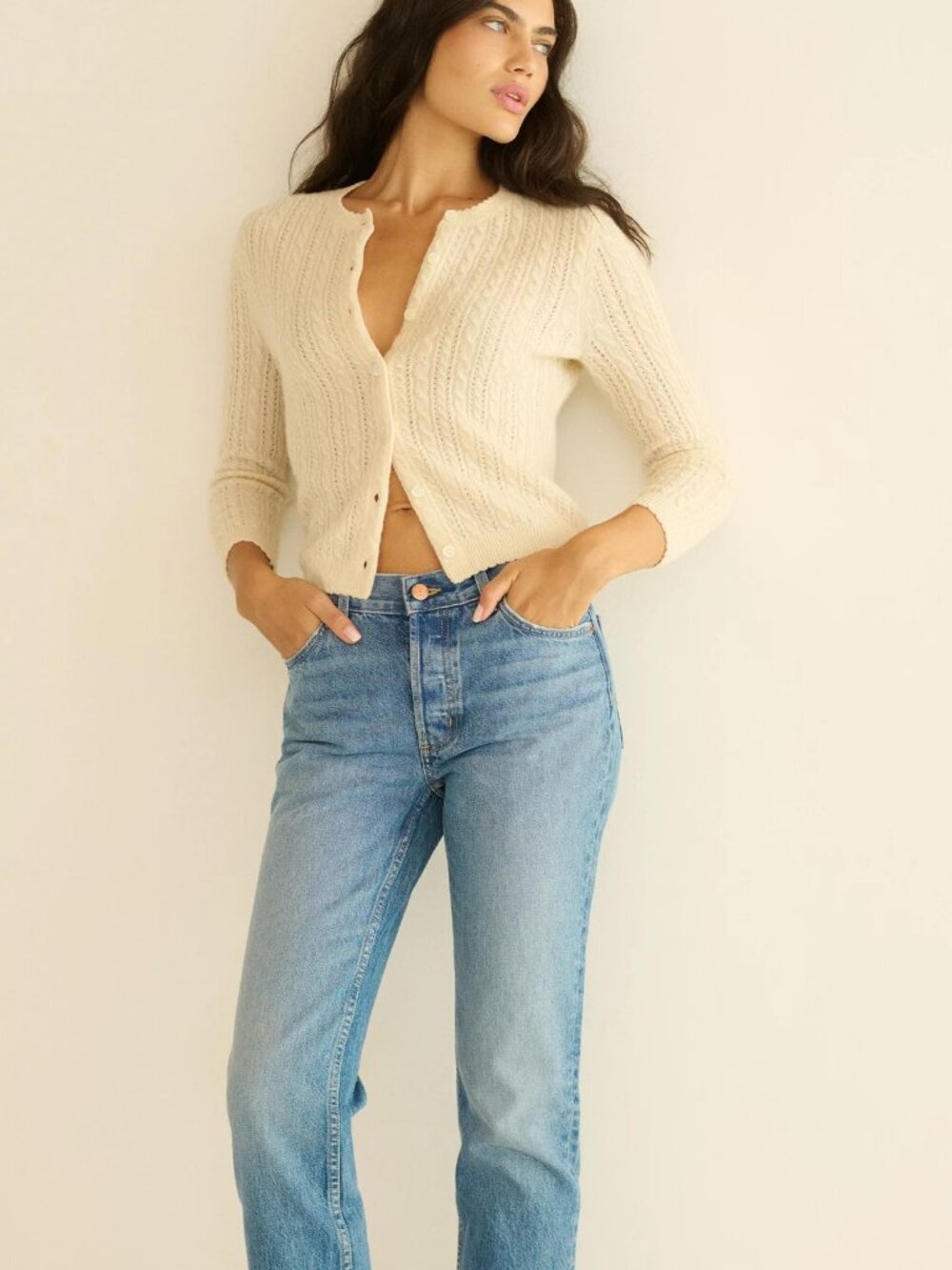 DANAE CASHMERE CABLE CARDIGAN